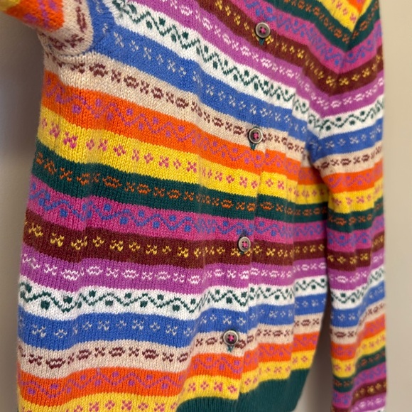 Mini Boden Fair Isle Cardigan | Rainbow Multi Stripe | 8-9Y | EUC - Picture 6 of 10
